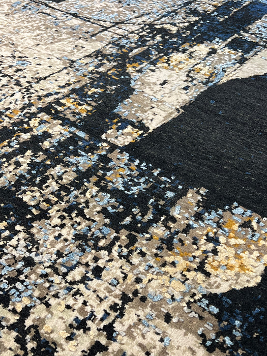 Architect 9x12 Beige/Midnight Blue Wool and Silk