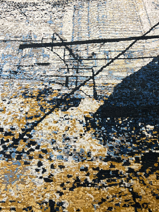 Architect 9x12 Beige/Midnight Blue Wool and Silk