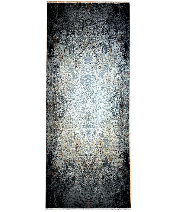 Illuminate 3x10 Black Wool and Embossed Silk