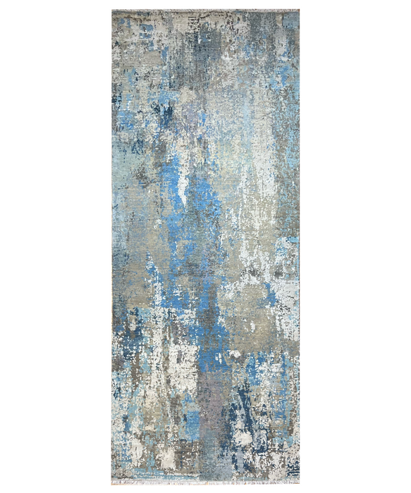 Alchemy 3x10 Runner Grey and Blue Wool and Silk