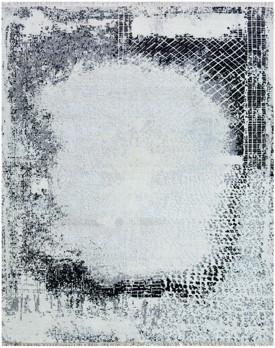 Inner Space 8x10 Ivory/Grey Wool and Silk