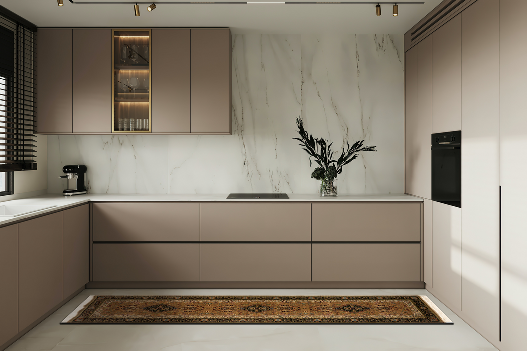 Shah Kashan 2.05x10 Runner Beige/Black Wool (A)