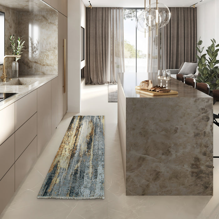 Elixir Runner 3x8 Gold/Charcoal Wool and Silk