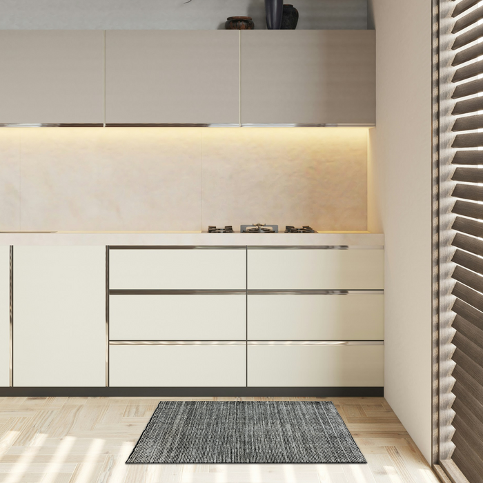 Indo Nepal 2x3 Black Wool and Bamboo Silk