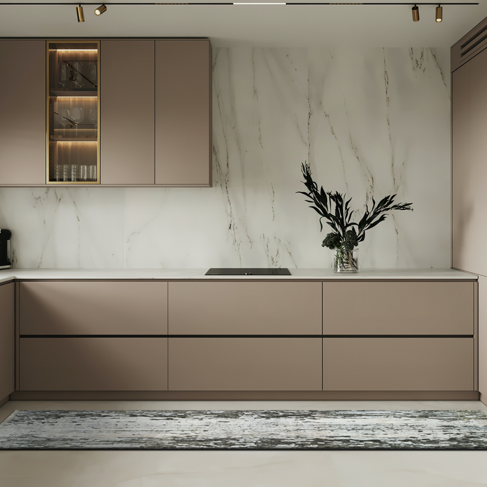 Moss 3x8 Grey/Silver Wool and Silk