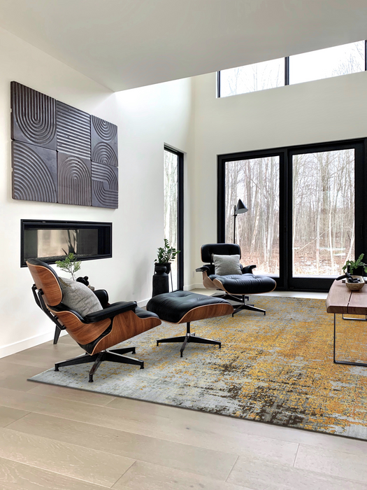 Oro 8x10 Gold/Charcoal Wool and Silk