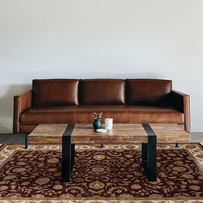 Indo Persian 6x9 Burgundy/Beige Wool and Silk