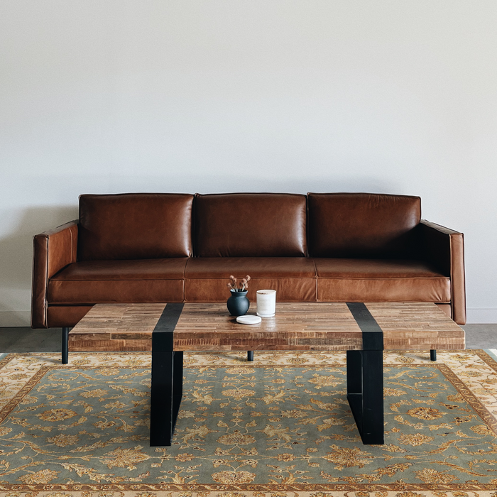 Reflection 6x9 Ivory/Light Blue Wool and Silk Embossed