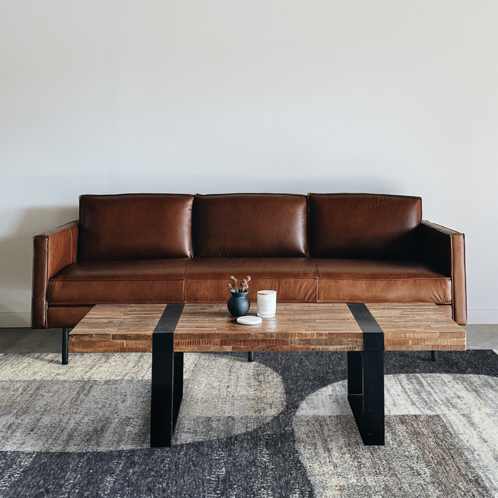 Cobblestone 6x9 Charcoal/Brown Wool and Silk