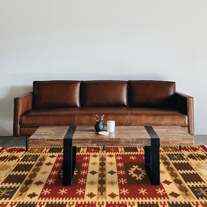 Dhurrie 6x9 Ivory/Red Wool