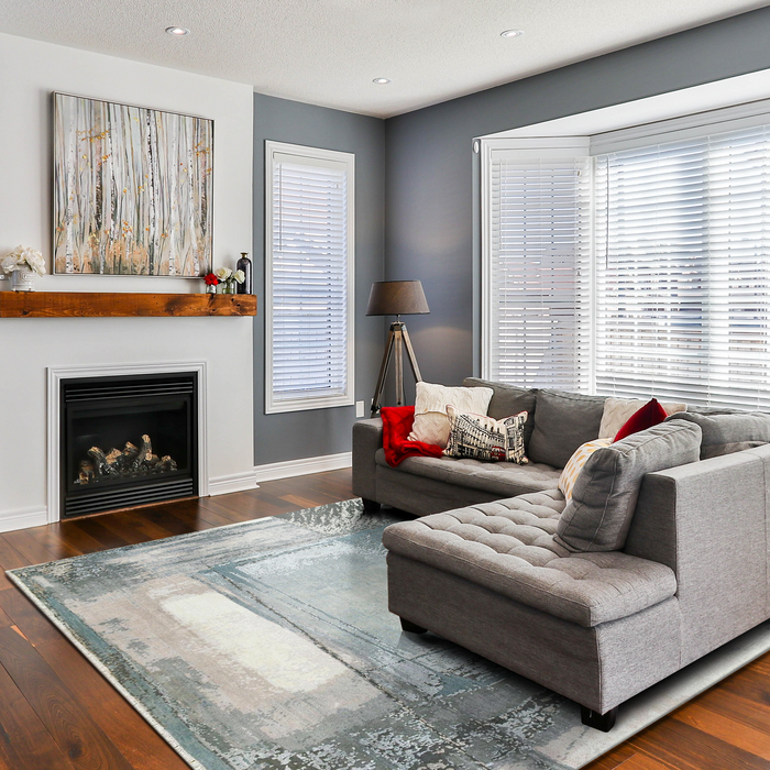 Oasis 8x8 Grey/Blue Wool and Silk