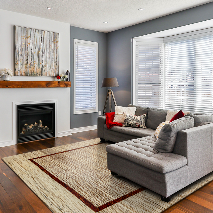 Chuk Palu 8x8 Beige/Burgundy Ghazni Wool