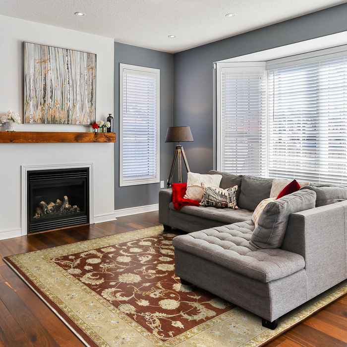 Reflections 8x10 Red/Beige Wool and Raw Silk