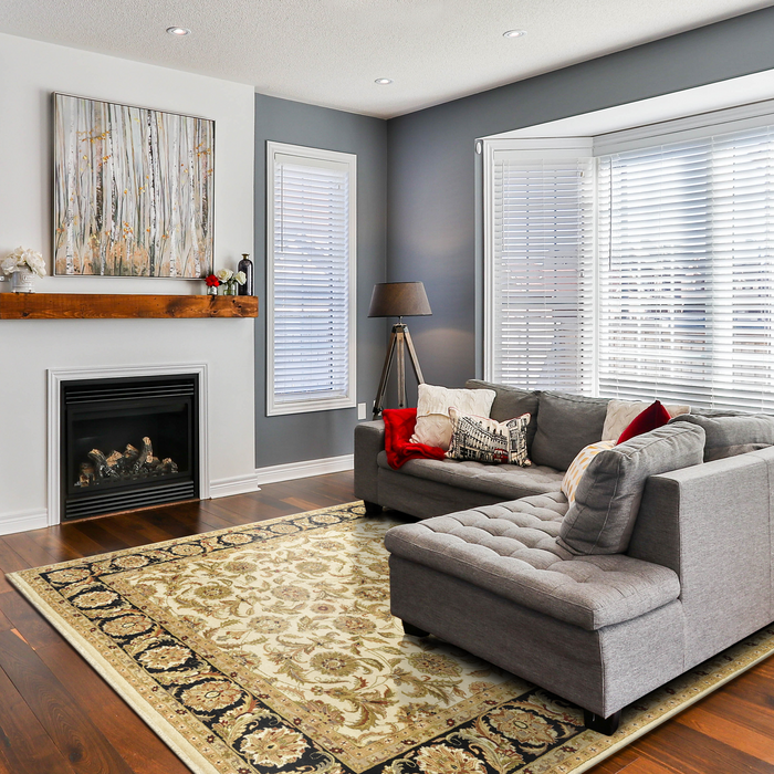 Agra 8x10 Black/Ivory/Beige Wool