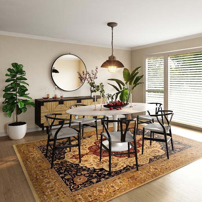 Elegance 9x12 Ivory/Light Gold Ghazni Wool