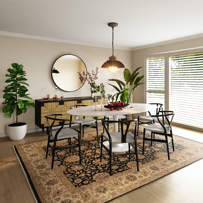 Agra 8x10 Black/Ivory Wool