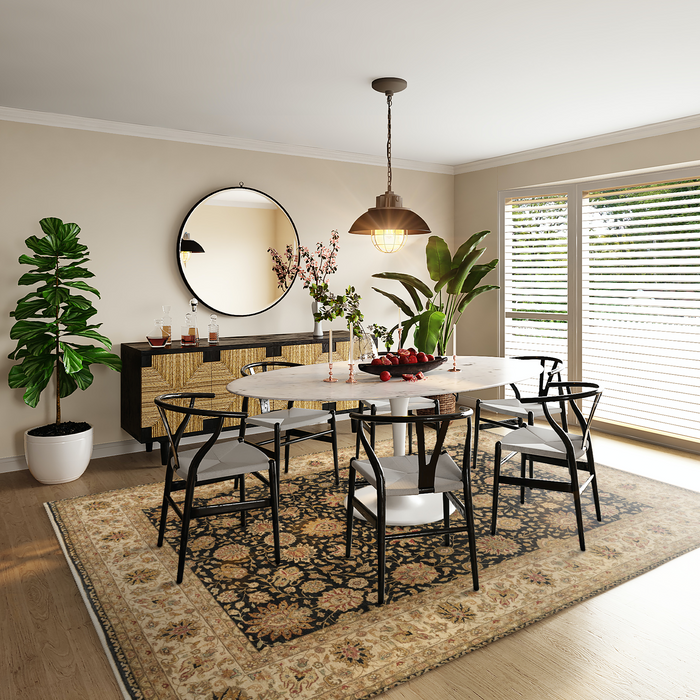 Agra Collection 9x12 Black/Ivory Wool