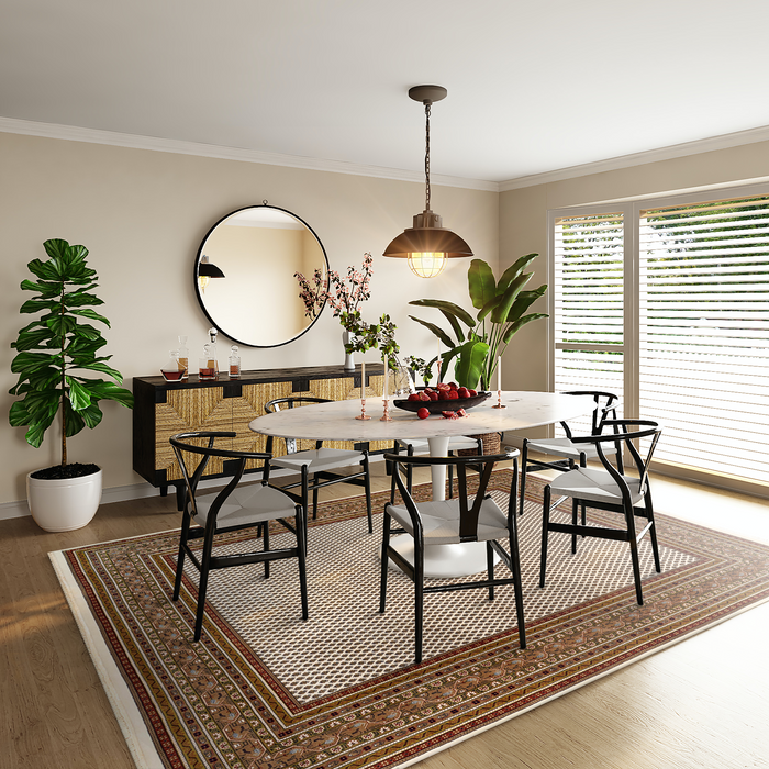 Mir 8x10 Cream/Olive Brown Wool and Silk