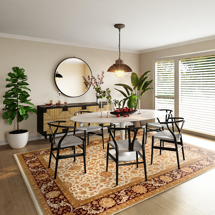 Old Isfahan 8x10 Ivory/Red Wool and Silk