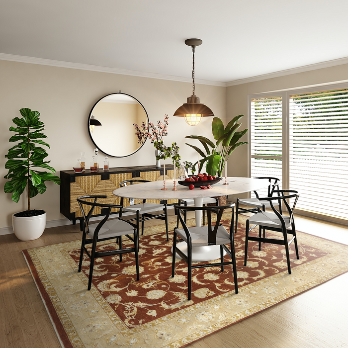 Reflections 8x10 Red/Beige Wool and Raw Silk