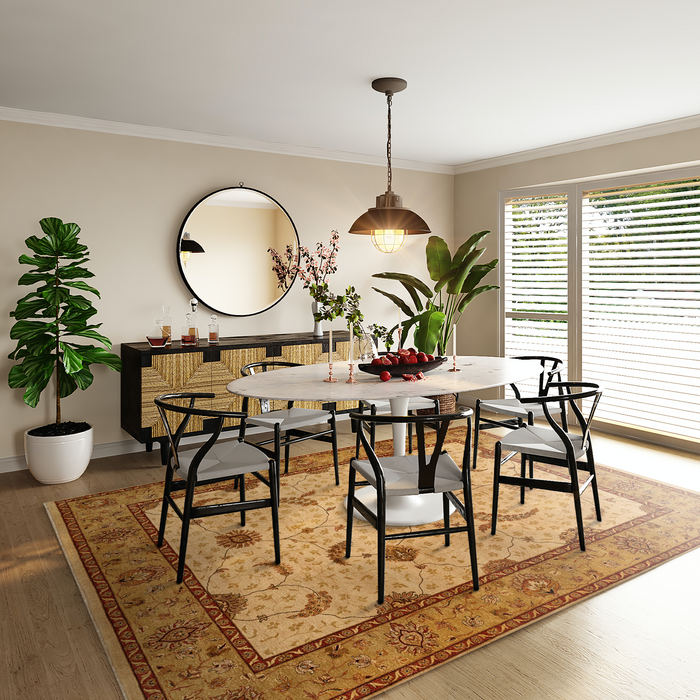 Elegance 8x10 Beige/Gold Ghazni and Argentinian Highland Wool