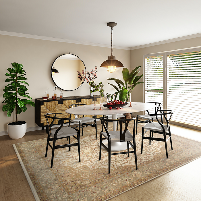 Varanasi 8x10 Beige/Light Green Wool and Silk