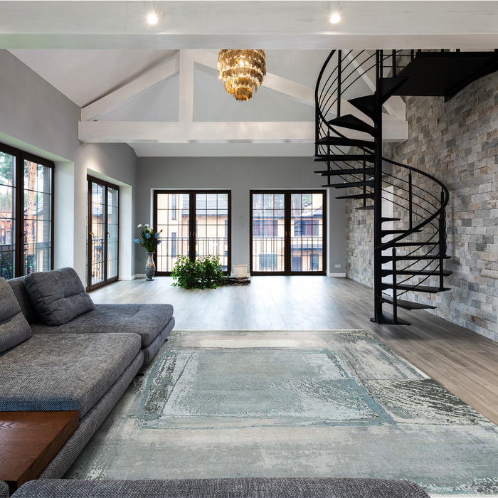 Oasis 8x8 Grey/Blue Wool and Silk