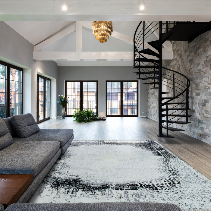 Inner Space 8x10 Ivory/Grey Wool and Silk