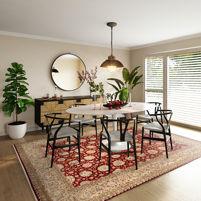 Indo Persian 8x10 Burgundy/Beige Wool and Silk