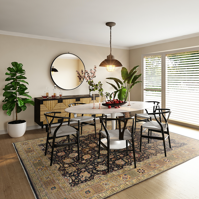 Tabriz 9x12 Black/Light Gold Wool