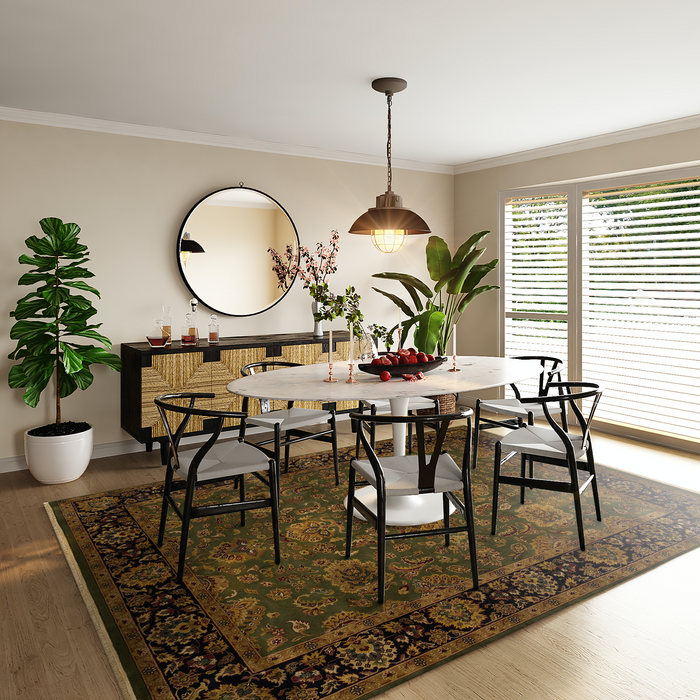 Mashhad 8x10 Green/Black Wool