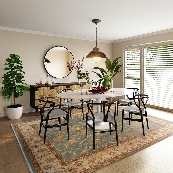 Reflections 8x10 Light Blue/Ivory Wool and Silk Embossed (B)