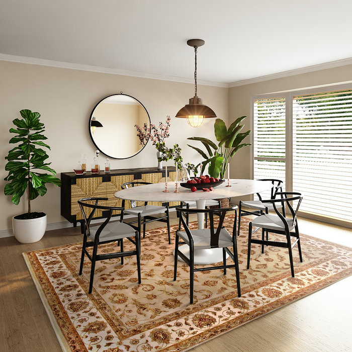 Elegance 9x12 Camel/Ivory Wool and Silk Embossed