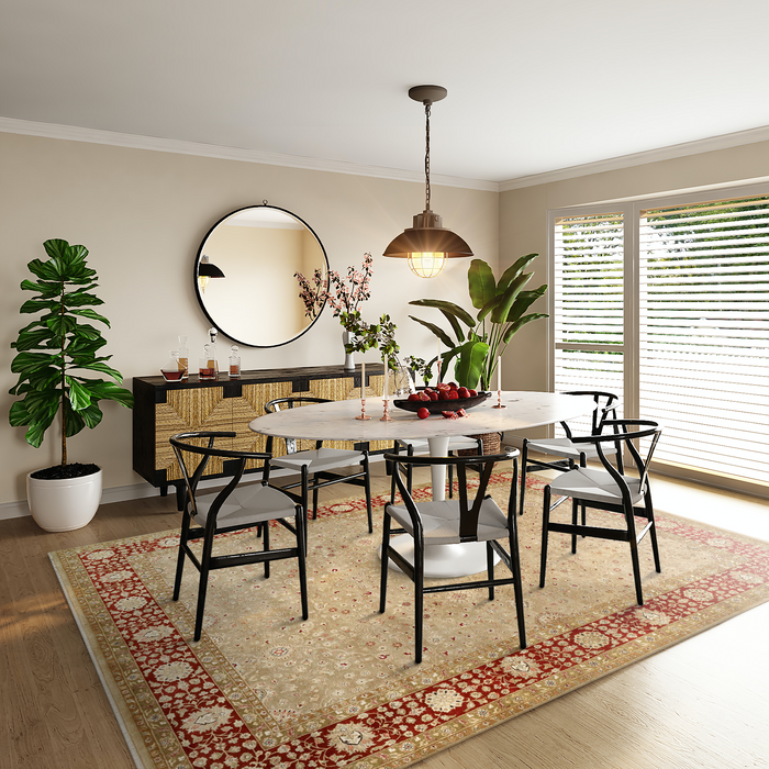 New Bakhtyar 8x10 Camel/Bulgarian Red Wool and Silk