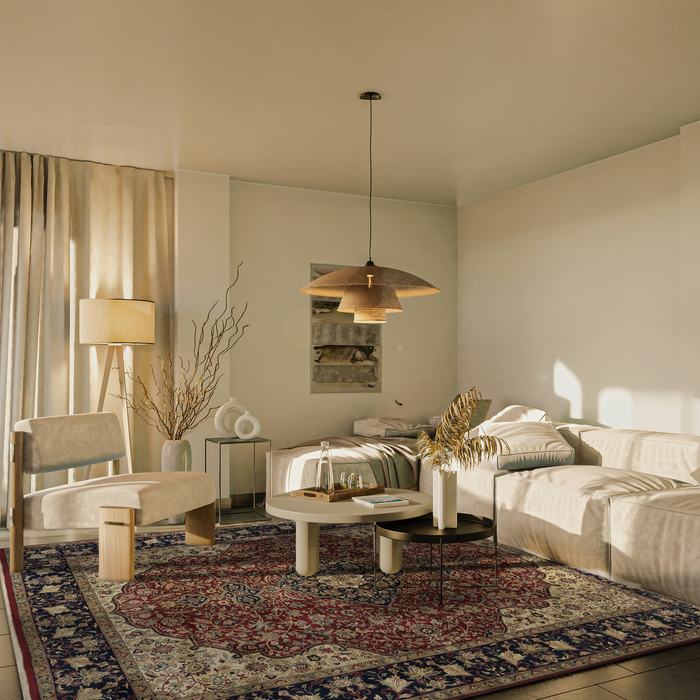 Indo-Persian Varanasi Red/Navy Wool