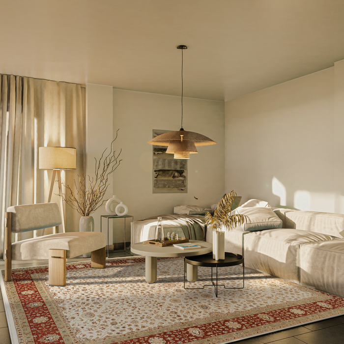 Bakhtyar 9x12 Beige/Rust/Ivory Wool and Silk