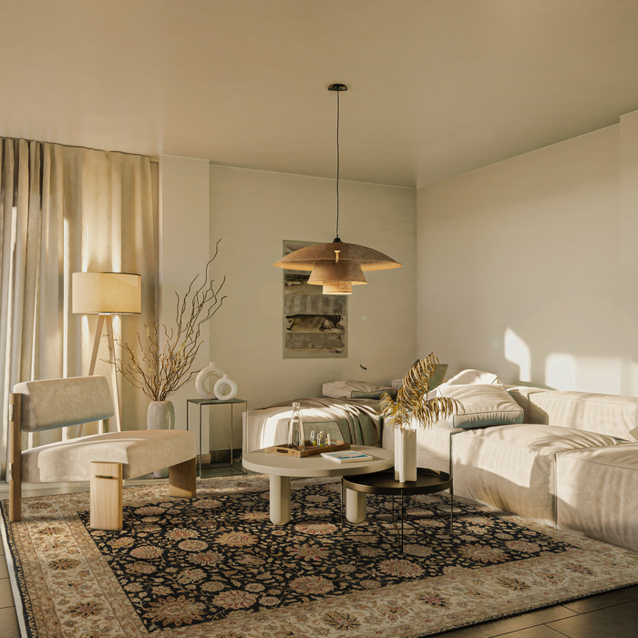 Agra Collection 9x12 Black/Ivory Wool