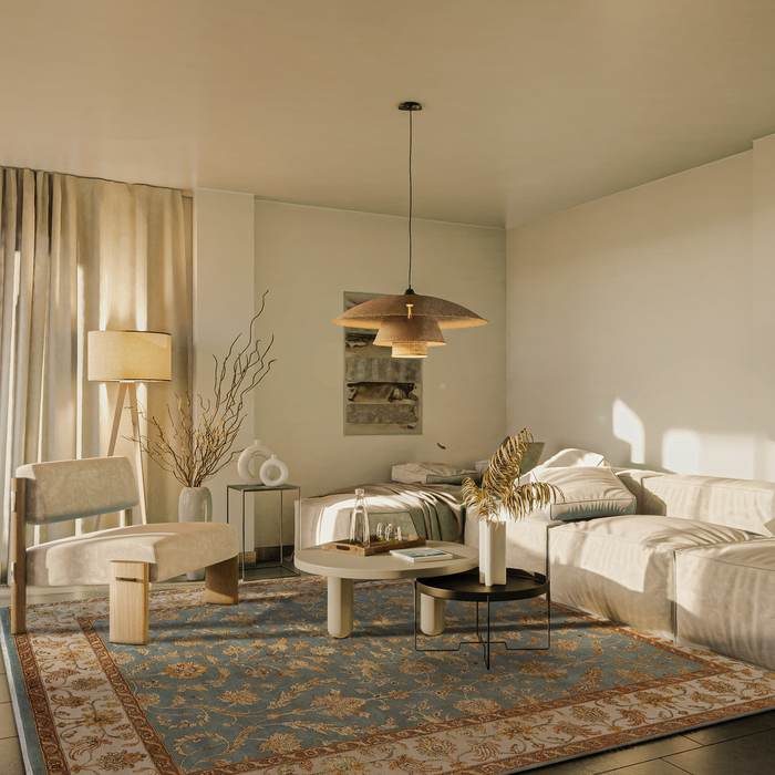 Reflections 8x10 Light Blue/Ivory Wool and Silk Embossed.