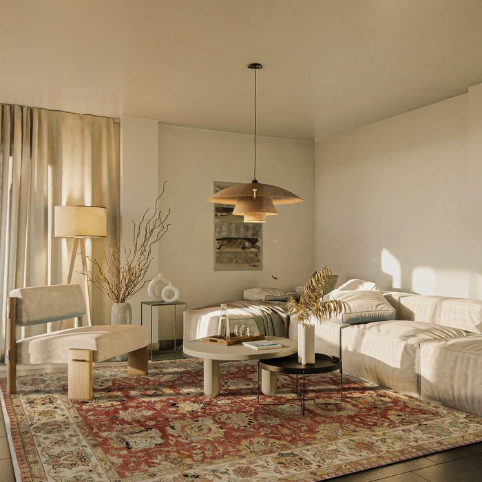 Indo Persian 9x12 Rust/Ivory Wool