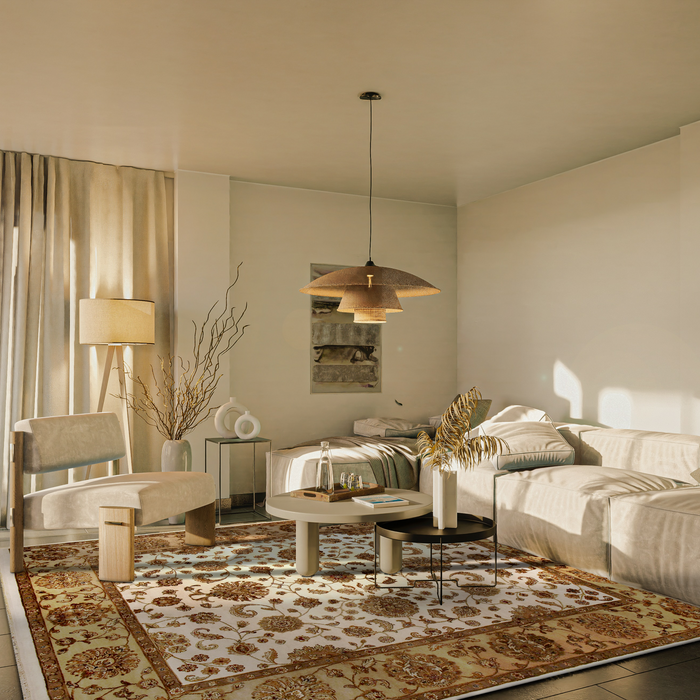 Elegance 9x12 Ivory/Light Gold Wool and Silk