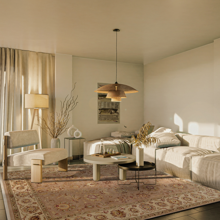 Indo Persian 9x12 Beige/Brown Wool and Silk.