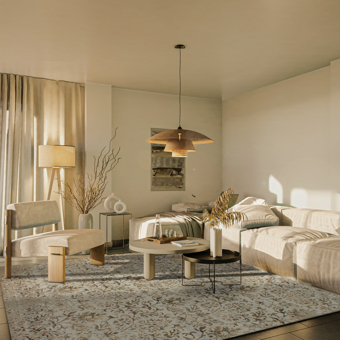 Erased 8x10 Beige/Ivory Wool and Silk.