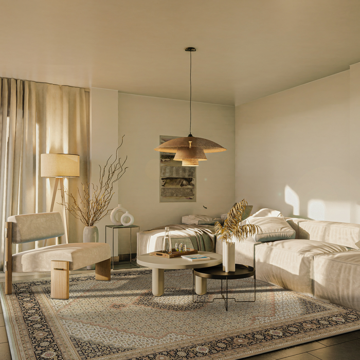 Tabriz 9x12 Olive/Black Wool and Silk