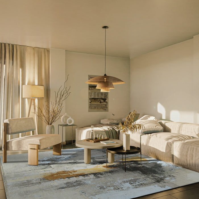 Shibuya 8x10 Gold/Charcoal Wool and Silk