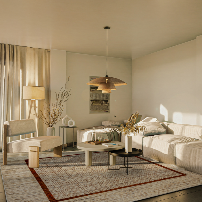 Chuk Palu 8x8 Beige/Burgundy Ghazni Wool