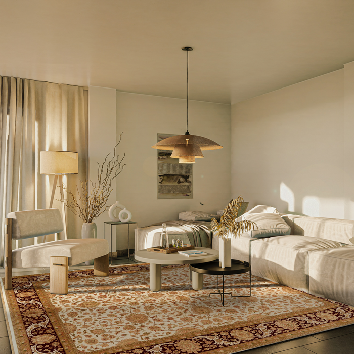 Old Isfahan 8x10 Ivory/Red Wool and Silk