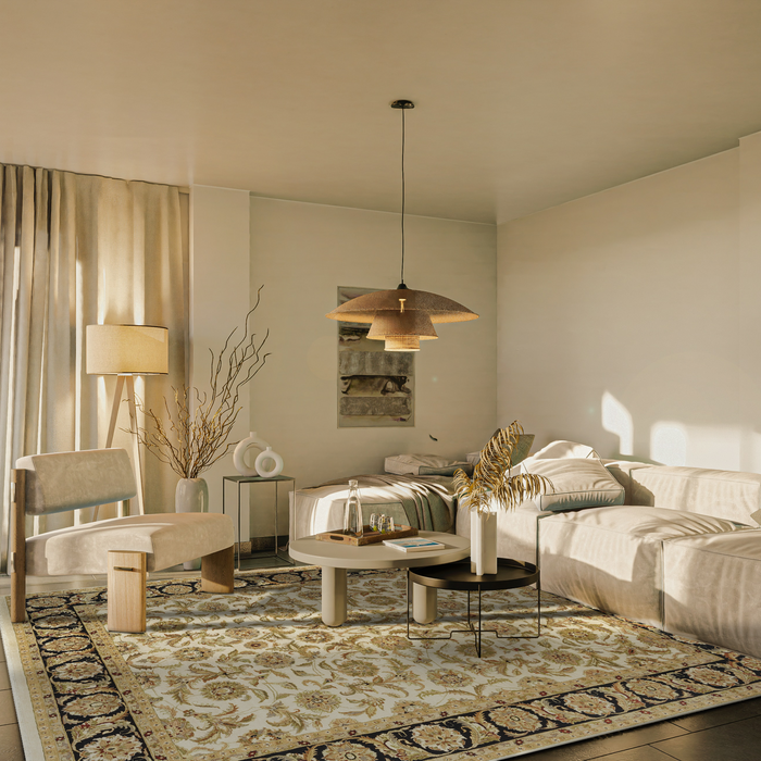 Agra 8x10 Black/Ivory/Beige Wool