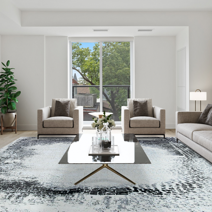 Inner Space 8x10 Ivory/Grey Wool and Silk