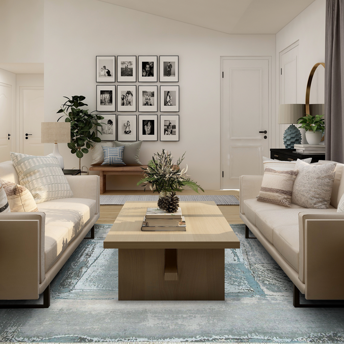 Oasis 8x8 Grey/Blue Wool and Silk