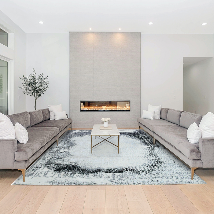 Inner Space 8x10 Ivory/Grey Wool and Silk